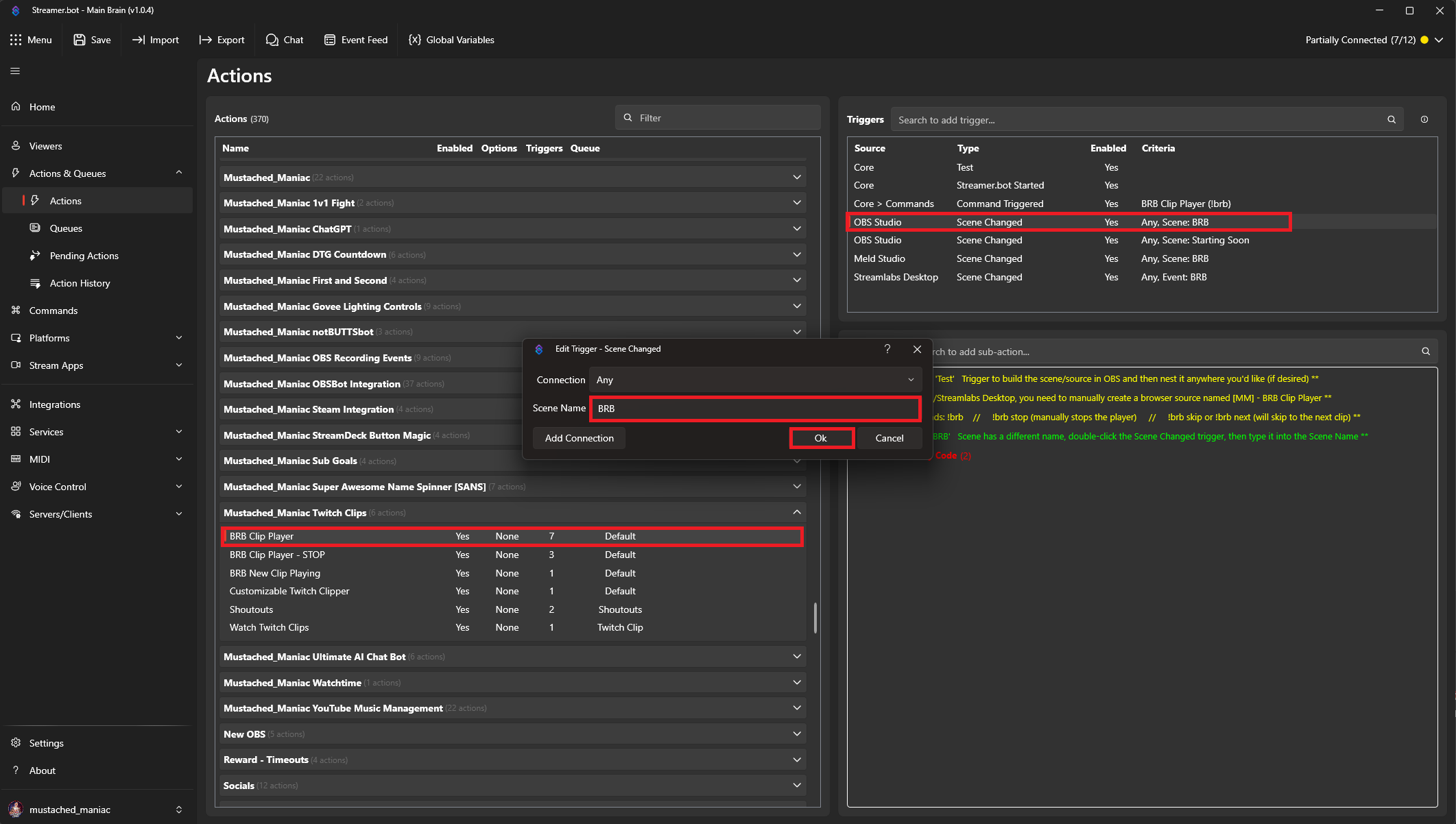 Changing the default scene name in OBS