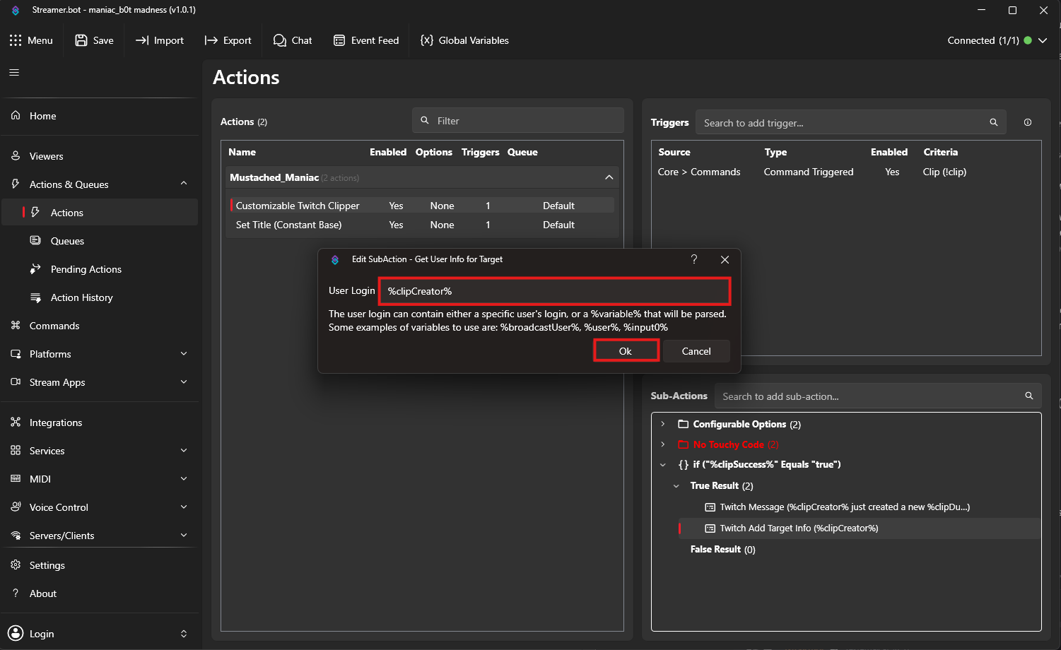Profile Picture for Twitch Clip Creator Action in Streamer.bot