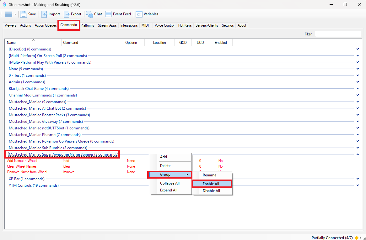 Enabling commands for daily check-ins to Streamer.bot