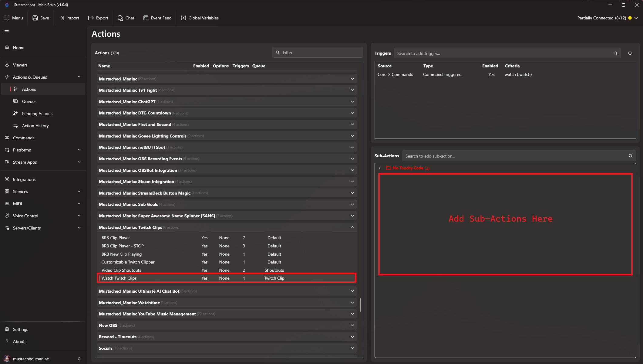 Watch Twitch Clips bonus Action